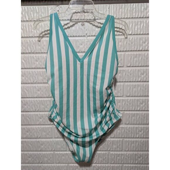 Kona Sol Size 16W One piece Striped Bathing Suit New Without Tags - Picture 1 of 6
